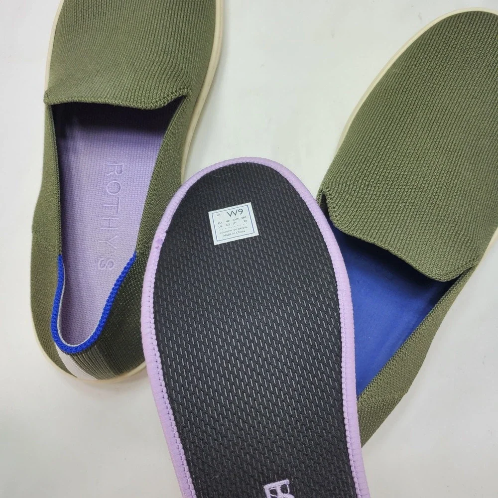 Rothy's‎ Original Slip On Sneaker Womens Size 9 Garden Green Purple Olive